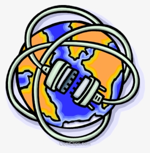 World Wrapped Up In Wires Royalty Free Vector Clip - Internet