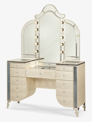 Amini Upholstered Vanity And Mirror - Hollywood Swank Upholstered Vanity With Mirror