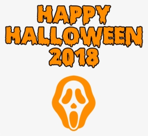 Happy Halloween 2018 Scary Mask Bloody Font - Clipart Happy Halloween Transparent