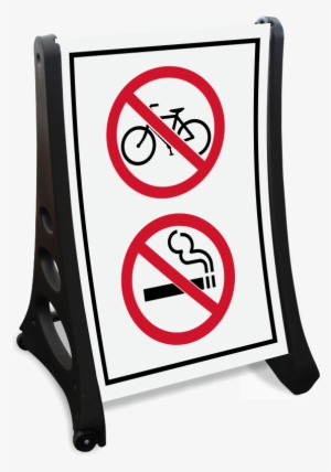 No Bicycle And Smoking Symbol Sidewalk Sign - Frame Sidewalk Sign