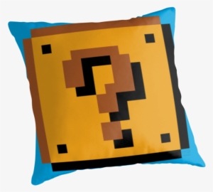 Question Mark Block Throw Pillows By Rk9nation - Minecraft Pixel Art Mario Block