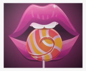 Woman's Lips And Striped Lollipop - Illustration