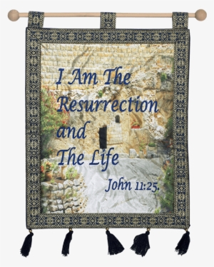 On This Bold Wall Hanging Is Embroidered "i Am The - Color