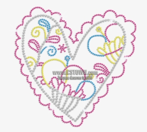 Rose Pink Floral Heart Iron On Rhinestone Transfer - Heart