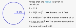 Area Of A Circle - Area Of A Circle Formula Example