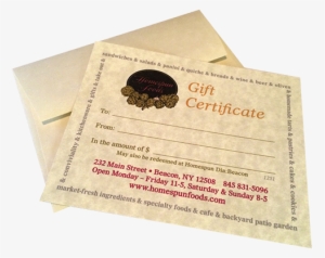 Gift Certificates In Any Amount Are Available And If - Envelope