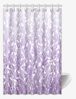 Purple Ombre Feathers Pattern White Shower Curtain - Curtain