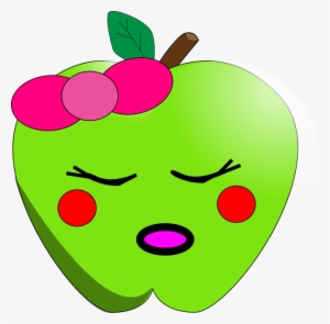Sleeping Apple - Apple Clipart With Face