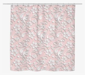 White Embossed Floral Print Shower Curtain 70 X 70