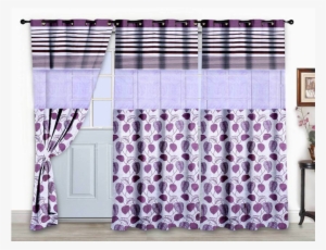 Pink Designer Set Of 3 Eyelet Door Curtains - Window Covering