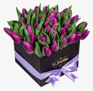 Black Box Of Purple Tulips - Box Of Tulips
