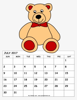 Calendar Clipart Children's - Cartoon July 2017 Calendar