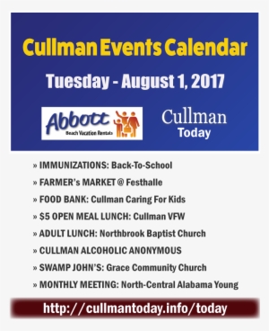 Cullman Events Calendar Tuesday August 1 - May 21 Judgement Day