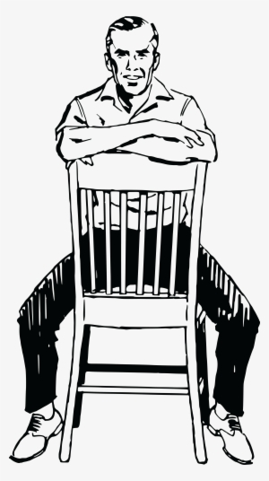 Free Clipart Of A Retro Man Straddling A Chair - Man Sitting On Chair Drawing