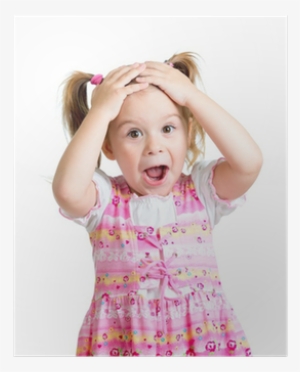 Little Girl Kid Surprised With Hands On Her Head Isolated - Surprised Kid