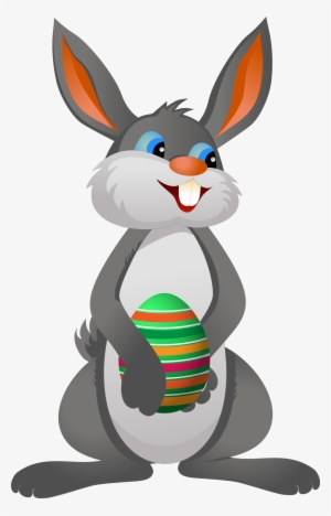 Cartoon Rabbit Holding An Easter Egg - Easter Bunny Png