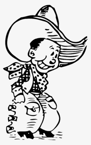 Baby Black Outline Western Drawing People Boy - Cowboy Clip Art