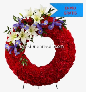 ✅ Entregas Urgentes Cdmx - Red And White Wreath Funeral Flowers