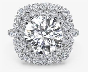 Double French-set Halo Diamond Band Engagement Ring - Engagement Diamond Ring For Girl