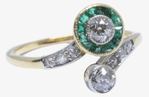 Antique Diamond And Emerald “toi Et Moi“ Ring, Edwardian,
