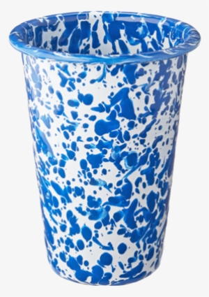Blue Splatter Enamel Tumbler - Flowerpot