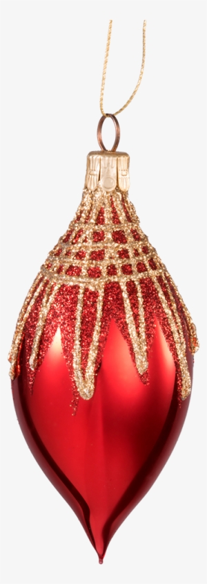 Glass Ornament Red Olive With Glitter Roof - Glass