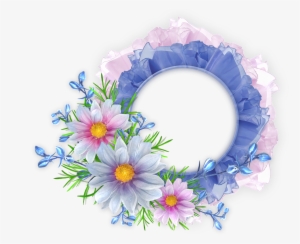 Blue Flower Borders And Frames Download - Flower Round Frame Png