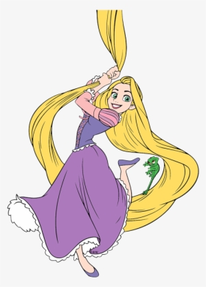 Clip Art Disney Galore Pascal Swinging From - Rapunzel Swinging From Hair