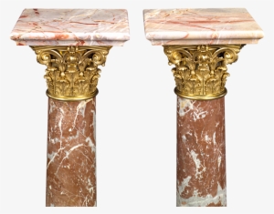 Marble And Bronze French Pedestals - Gold Pedestal Png Transparent