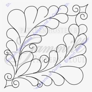 Small Swirl Feather Block - Line Art