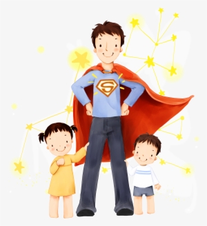 clark kent father son daughter illustration - father and son and daughter
