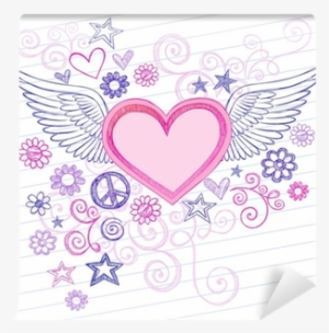 Sketchy Heart With Angel Wings Valentines Day Doodles - Samsung Galaxy S 2 Skyrocket Design Rubberized Plastic