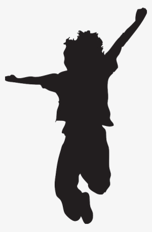 kids jumping clipart black and white