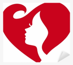 Love Heart Shape Woman Face Silhouette Sticker • Pixers® - Female Silhouette Blowing Hearts