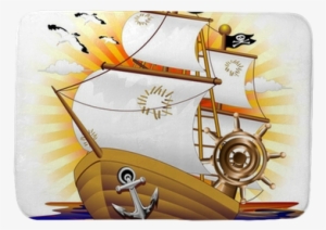 Nave Pirata Cartoon Pirate Ship-vector Bath Mat • Pixers® - Piracy