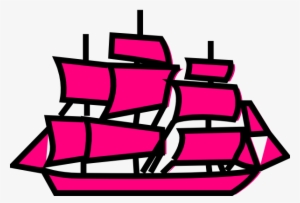Cruise Ship Clipart Vector - Pink Ship Clipart