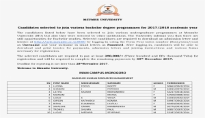 candidates selected to join various bachelor degree - academic degree
