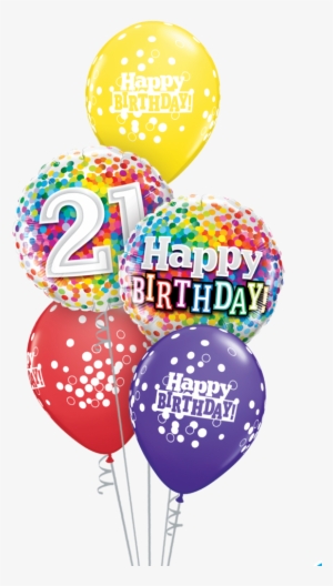 21 Birthday Confetti Balloon Gift - 18" Happy Birthday Birthday Rainbow Confetti - Mylar
