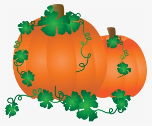 Drawing Of Orange Pumpkin With Green Leaves