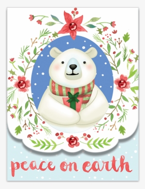 Bear Peace On Earth Pocket Note Pad - Molly & Rex Note Holiday Pocket Pad Bear Wreath