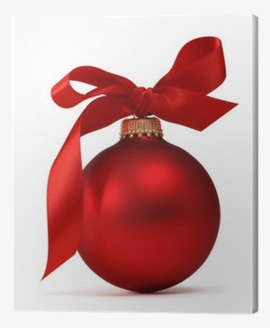 Red Christmas Ball With Ribbon Canvas Print • Pixers® - Christmas Ball And Ribbon