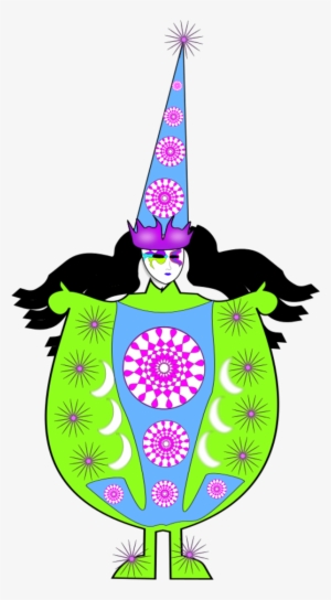 Clown Wearing Large Dress And Long Hat - Hat