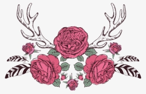 Sticker Boheme Roses Et Plumes Ambiance Sticker Col - Tatouage Cerf Rose