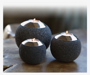 Natural Lava Stone Tea Light Candle Holders (set Of