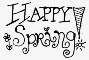 happy spring black and white clipart