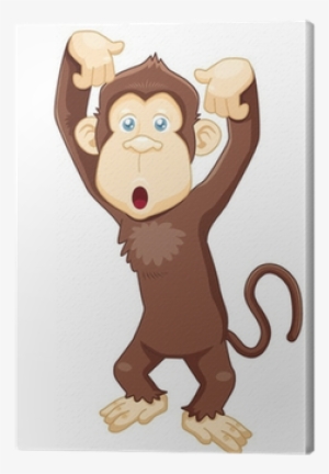 Illustration Of Monkey Cartoon Vector Canvas Print - Illustration