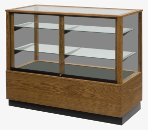 Contemporary Full Vision Horizontal Display Case With - 5' New World Full Vision Case 6835nw, Medium Oak, 60"l