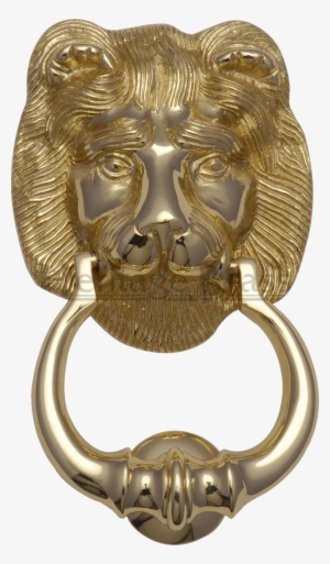 Lion Head Ring Knocker Polished Brass - Heritage Brass Lion Door Knocker - Antique Brass -