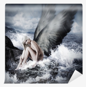 Sexy Blond Woman With Angel Wings Wall Mural • Pixers®