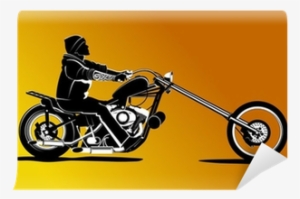 Chopper Motorcycle Vector With Rocker Wall Mural • - Ambesonne Chopper Motorcycle Shower Curtain Set